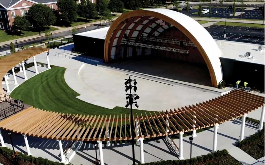 Aerial view of the Hinson Amphitheater in New Albany, Ohio