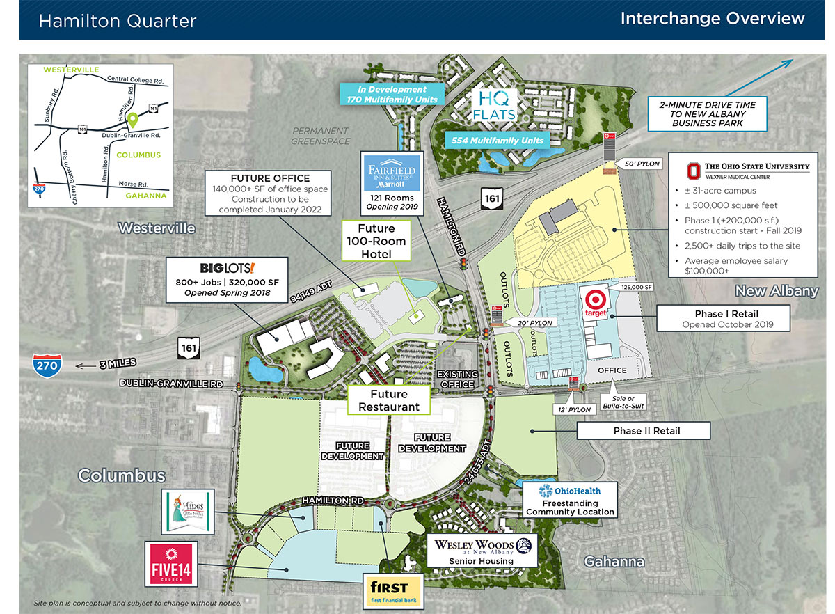 Map of Hamilton Quarter development in New Albany, Ohio